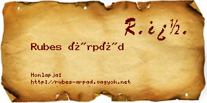 Rubes Árpád névjegykártya