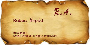 Rubes Árpád névjegykártya